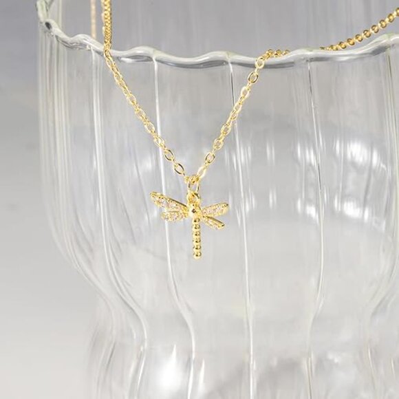 Neiman Marcus 14k Gold Plated Dragonfly Pendant Necklace - Picture 3 of 4
